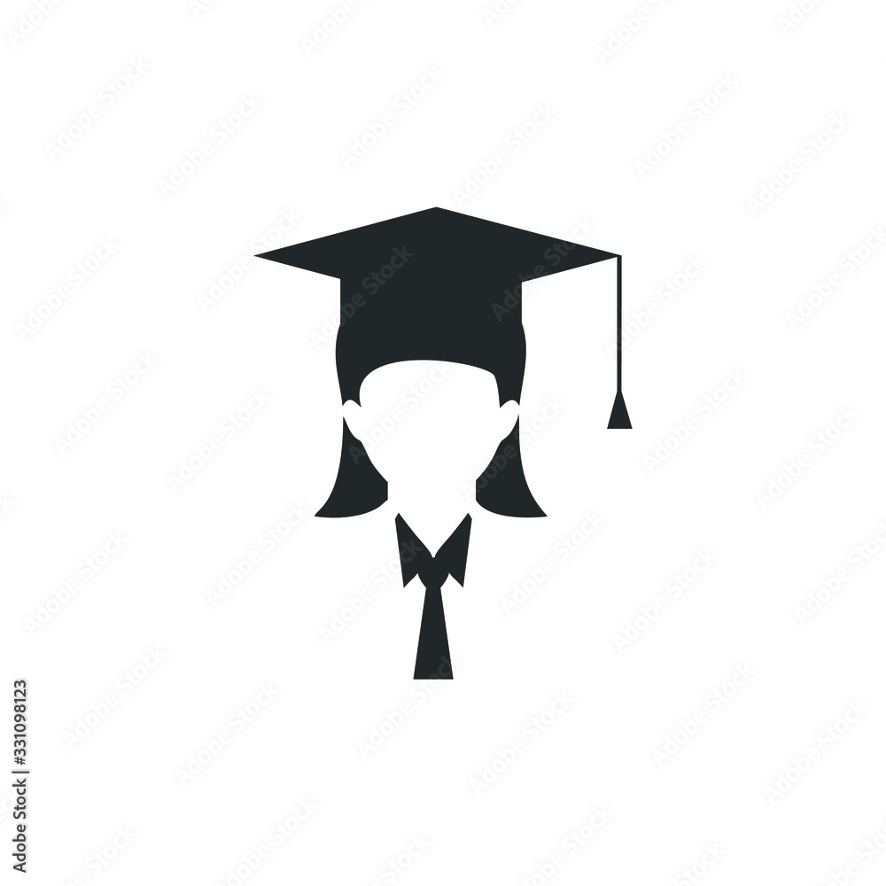 Graduate Student Icon Graduation Gown Cap Flat Vector Illustration ...