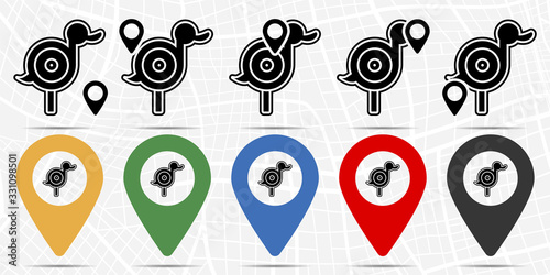 aim duck icon in location set. Simple glyph, flat illustration element of amusement theme icons