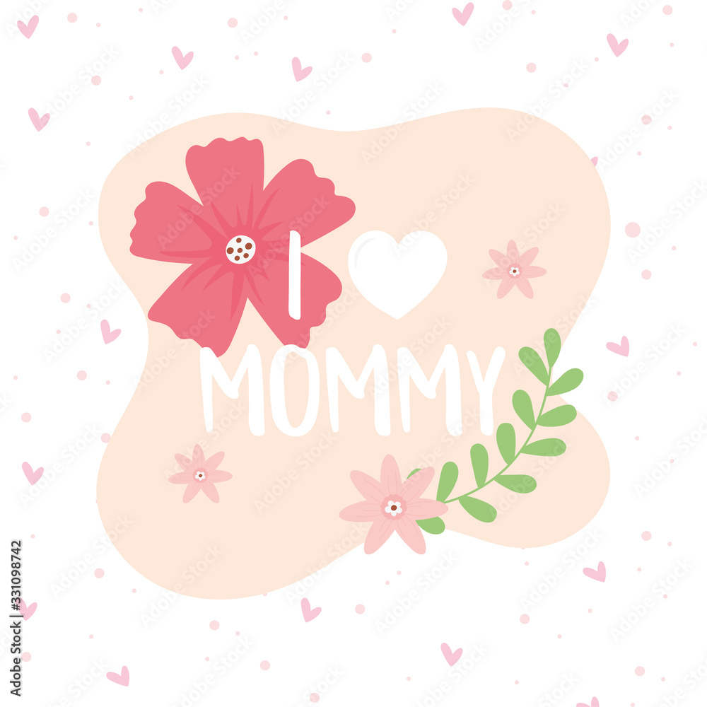 happy mothers day, flowers branch heart decoration dots background happy mothers day, flowers branch heart decoration dots background