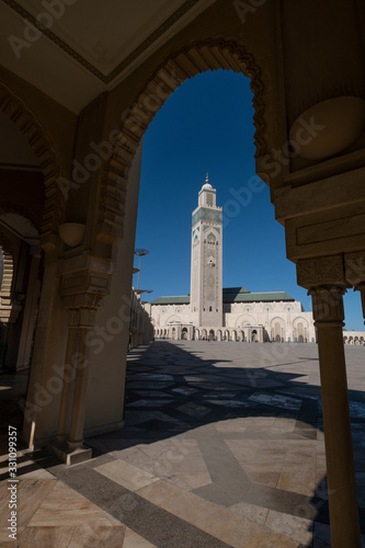 Arch and Hassan Mosque, Casablanca, Morocco