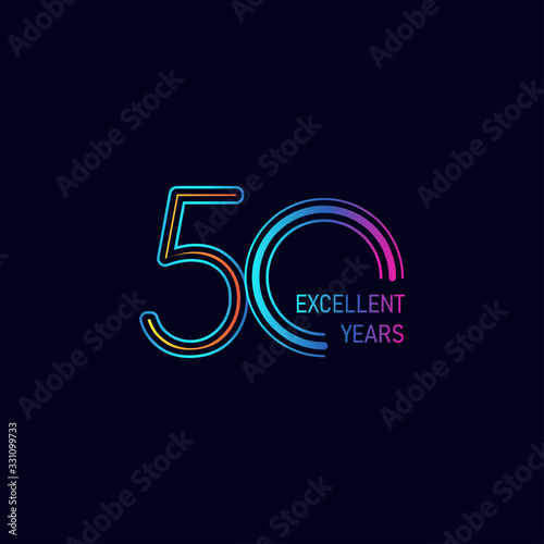 50 Years Excellent Anniversary Celebration Vector Template Design Illustration