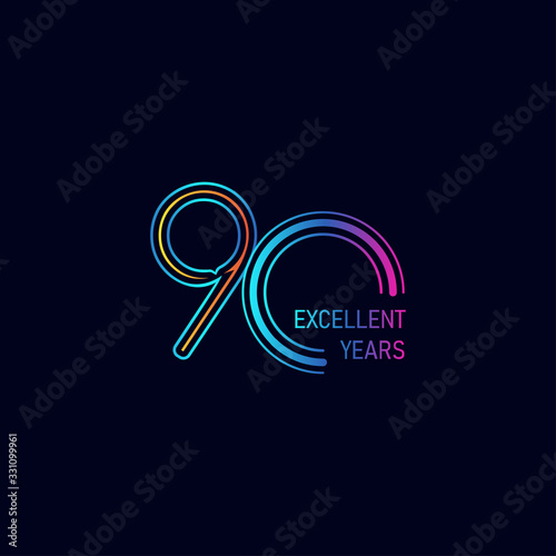 90 Years Excellent Anniversary Celebration Vector Template Design Illustration