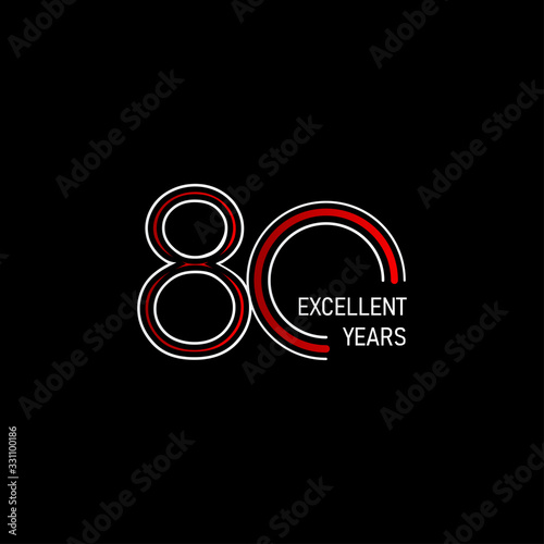 80 Years Excellent Anniversary Celebration Vector Template Design Illustration