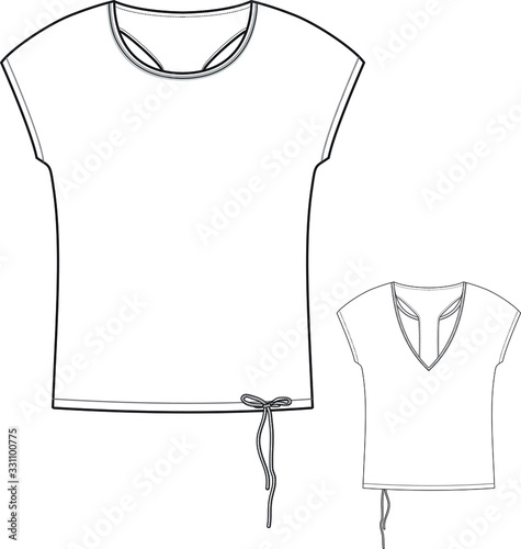 t shirt design apparel template,  Fashion Flat Sketch vector