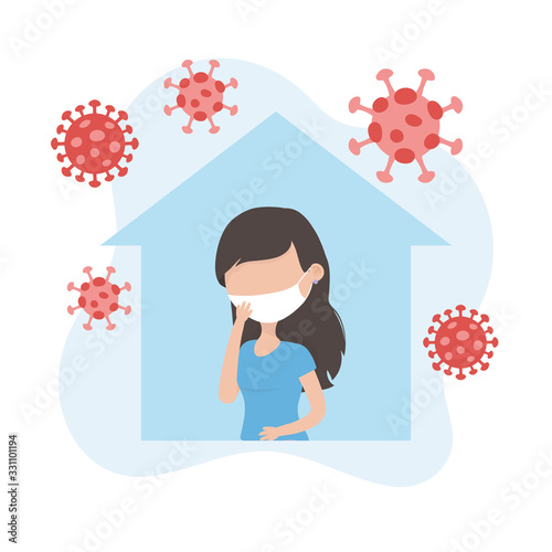 virus covid 19 quarantine, virus covid 19 quarantine, woman protective mask against infectious diseases