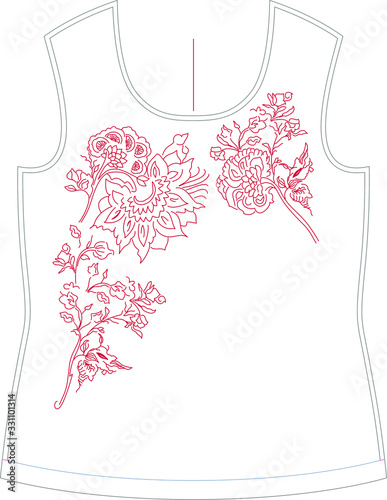 bead hand embroidery design for womens wear, t shirt, blouse and dress. Apparel template