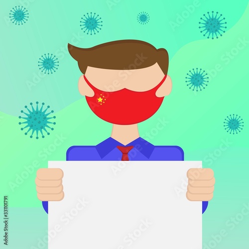 Illustration vector design of coronavirus with businessman