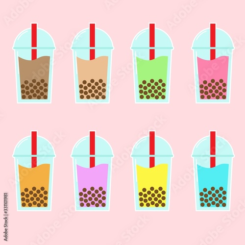 Bubble tea icon sets vector illustration design
