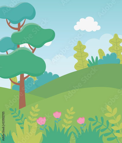 landscape tree flowers foliage nature greenery image