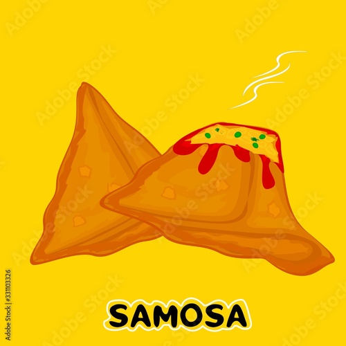 Samosa indian Street Food Vector