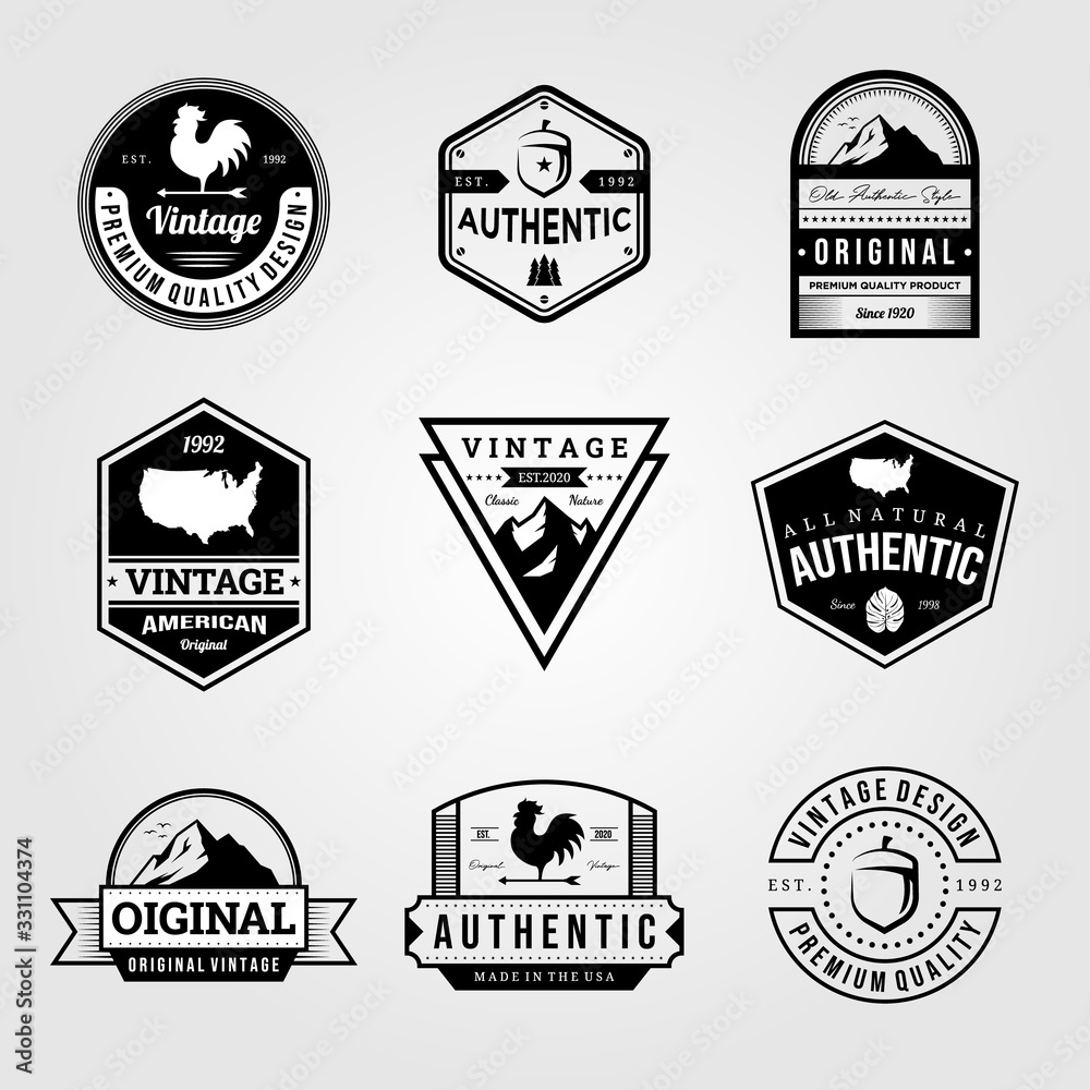 set of vintage retro badge premium logo bundles vector illustration design