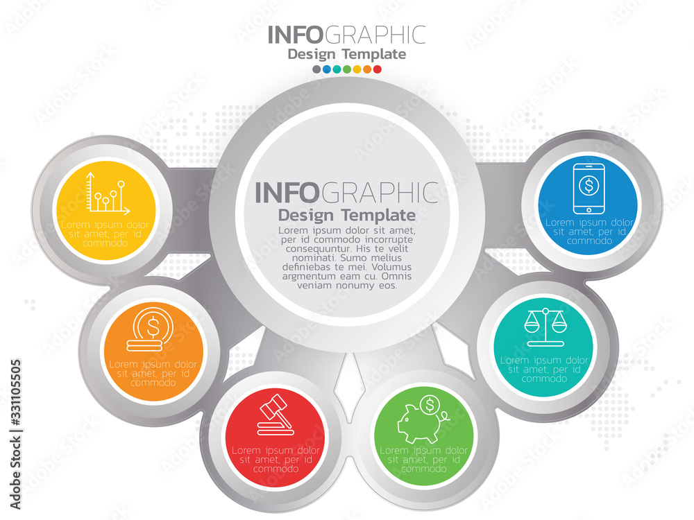 6 Parts of presentation business infographic template can be used for workflow layout, diagram, report, web design. Business concept with options, steps or processes. 6 Parts of presentation business infographic template can be used for workflow layout, diagram, report, web design. Business concept with options, steps or processes.