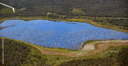 Принти на полотні aerial view of lake with salinity problems