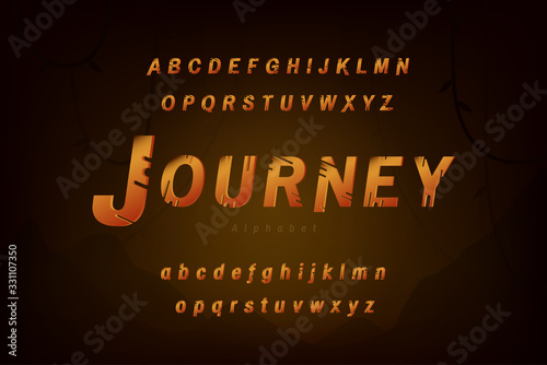 Journey and adventure theme alphabet font set with uppercase and  lowercase