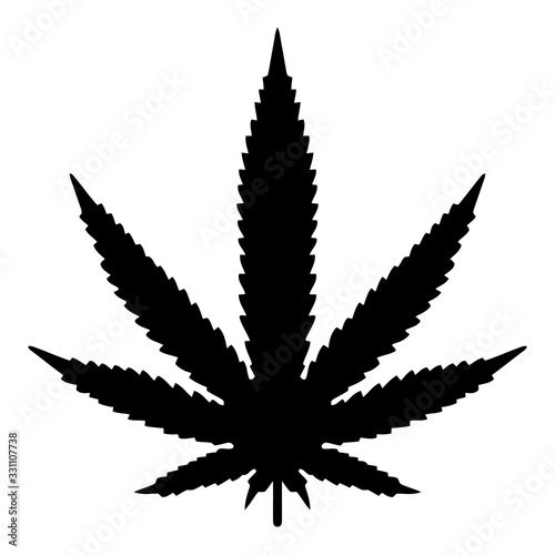 Black and White Marijuana Leaf Clipart