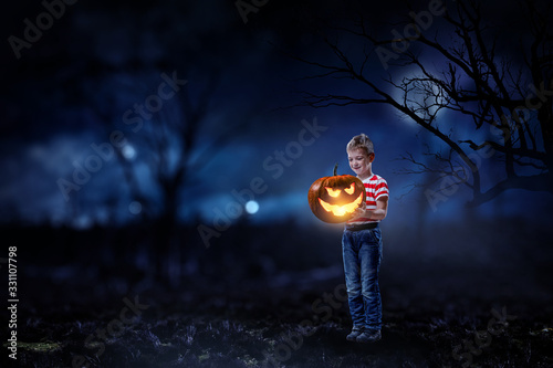 Spooky halloween image . Mixed media photo