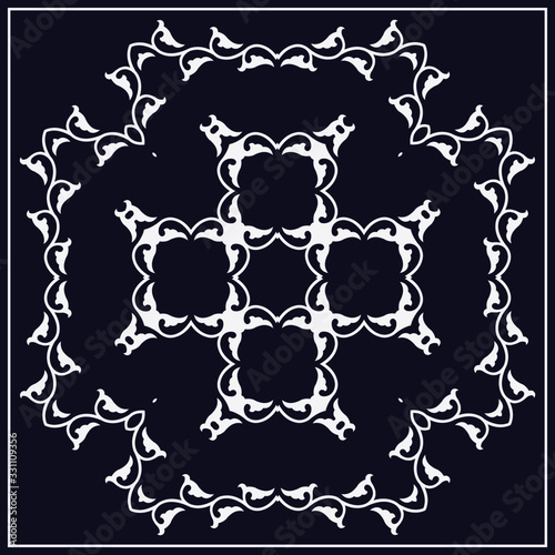 Decorative design with  ethnic element for decoration and your design. Kyrgyz,  Kazakh, Uzbek ornaments, symmetry texture. Print for shawl and carpet, tile. Vector illustration. Vector.