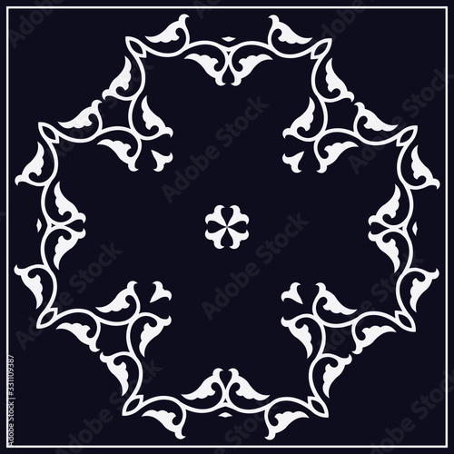Decorative design with  ethnic element for decoration and your design. Kyrgyz,  Kazakh, Uzbek ornaments, symmetry texture. Print for shawl and carpet, tile. Vector illustration. Vector.
