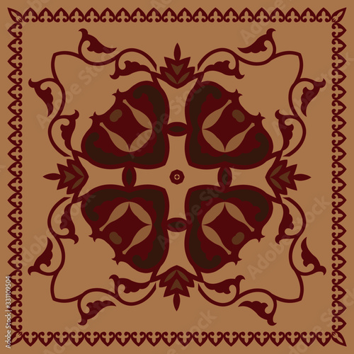 Decorative design with abstract elements for your design. Vector abstract decorative floral ethnic ornamental illustration. The Ornament  in asian textile style.  Print for shawl and carpet, tile.