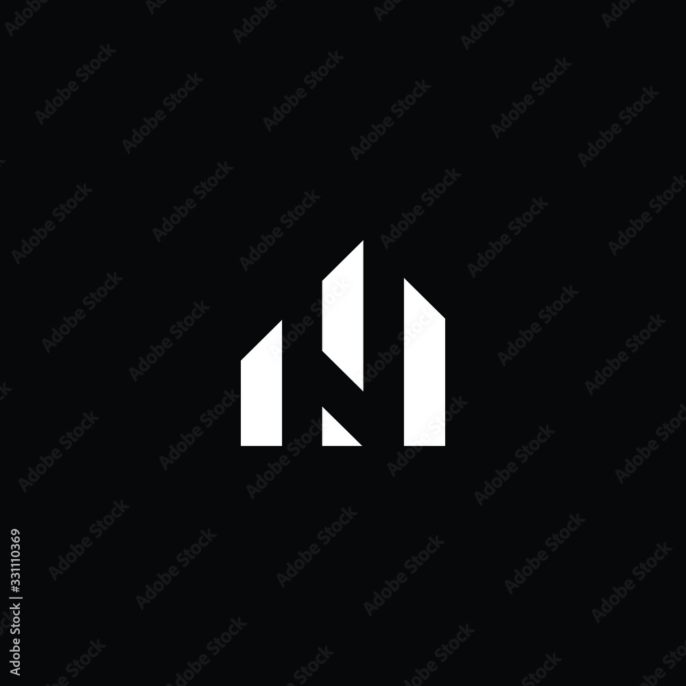 Logo design of N in vector for construction, home, real estate, building, property. Minimal awesome trendy professional logo design template on black background.