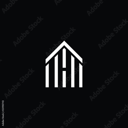 Logo design of H HH in vector for construction, home, real estate, building, property. Minimal awesome trendy professional logo design template on black background.