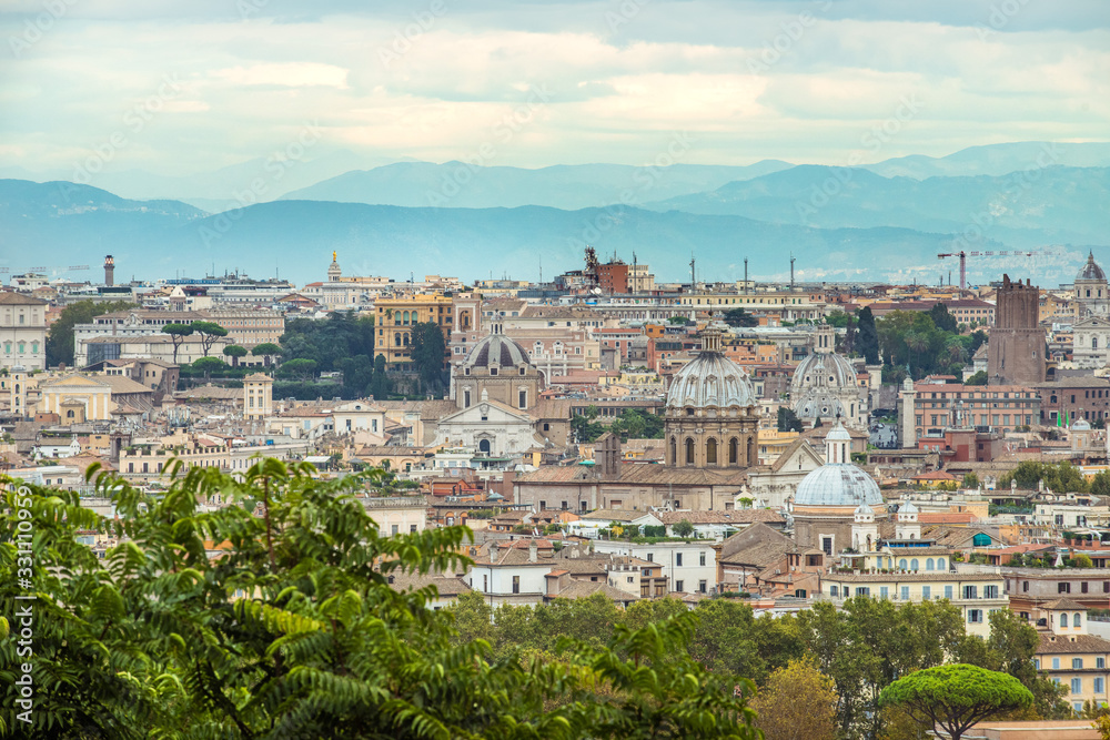 Aerial panoramic cityscape of Rome, Italy, travel Europe,