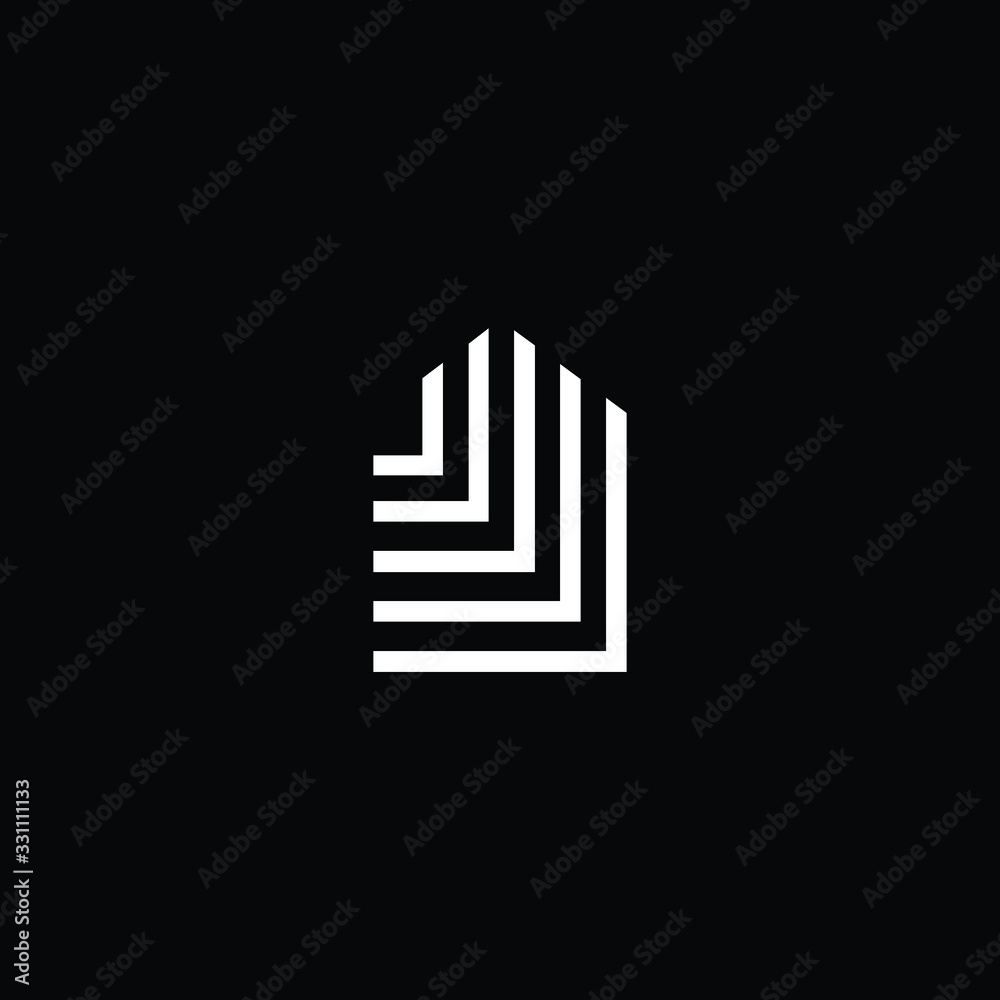 Logo design of J JJ in vector for construction, home, real estate, building, property. Minimal awesome trendy professional logo design template on black background.