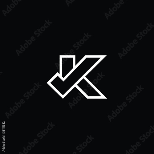 Logo design of K KK VK KV in vector for construction, home, real estate, building, property. Minimal awesome trendy professional logo design template on black background.