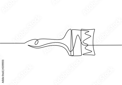 Paint brush one line drawin...