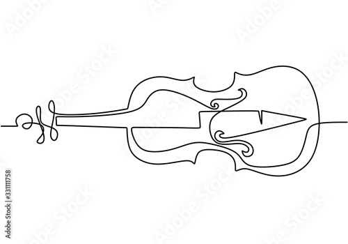 Violin one continuous line drawing. Stringed music instruments, minimalism concept design vector illustration.