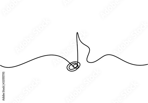 Valokuva whole note vector illustration, single one continuous line art drawing style