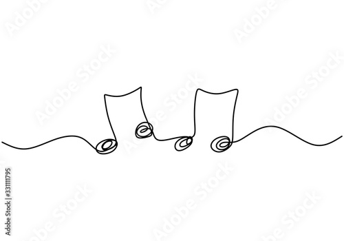 whole note vector illustration, single one continuous line art drawing style. Minimalism sign and symbol of music.