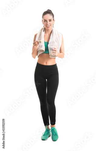 Sporty young woman with pro...