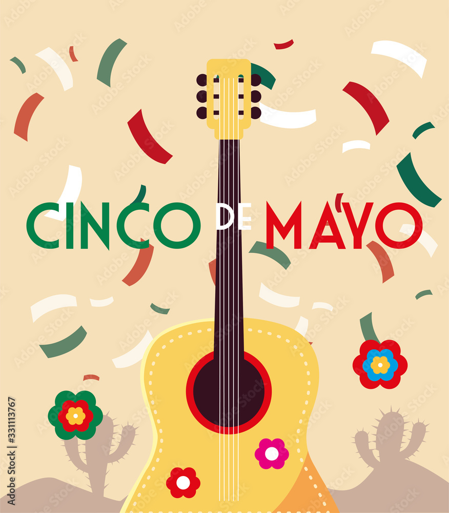Obraz premium holiday cinco de mayo with guitar