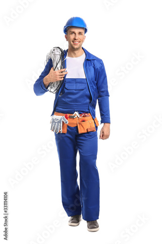 Handsome male worker with c...