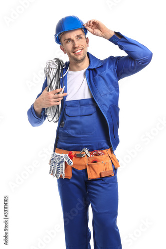 Handsome male worker with c...