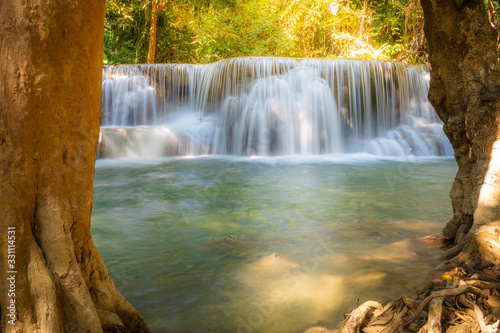 Fototapeta Naklejka Na Ścianę i Meble -  Landscape of Huai Mae Kamin waterfall Srinakarin Is a waterfall in the deep forest at Kanchanaburi, Thailand.
