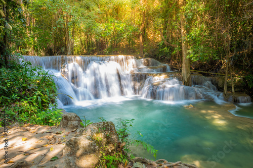 Landscape of Huai Mae Kamin waterfall Srinakarin Is a waterfall in the deep forest at Kanchanaburi, Thailand.