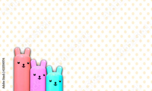 Simple cute bright Bunny on a soft pastel background. Template for a cute bright card for Easter, birthday.