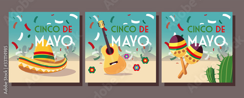 set of cards with cinco de mayo label