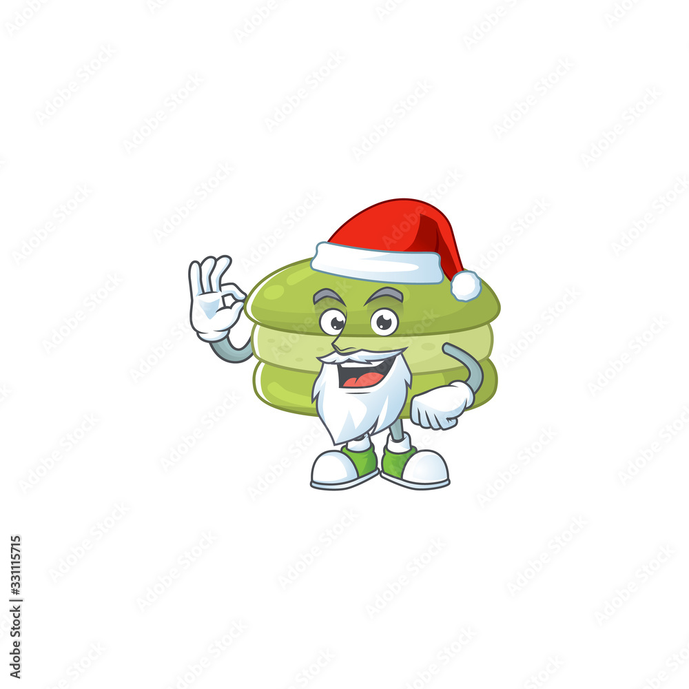 Coconut macarons cartoon character of Santa showing ok finger Coconut macarons cartoon character of Santa showing ok finger
