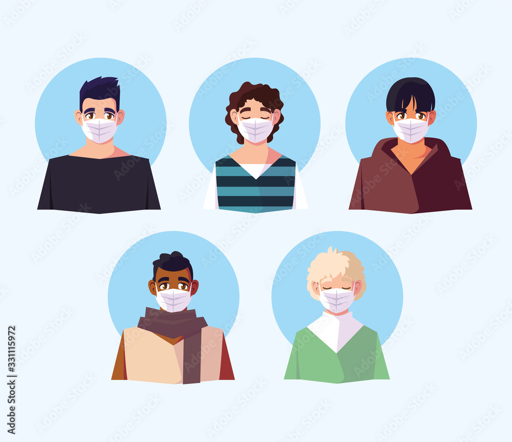 people of different nationalities in white medical face mask for prevent virus, coronavirus prevention people of different nationalities in white medical face mask for prevent virus, coronavirus prevention