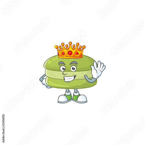 A Charismatic King of coconut macarons cartoon character design