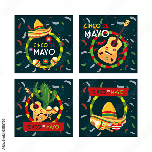 set of cards with cinco de mayo label