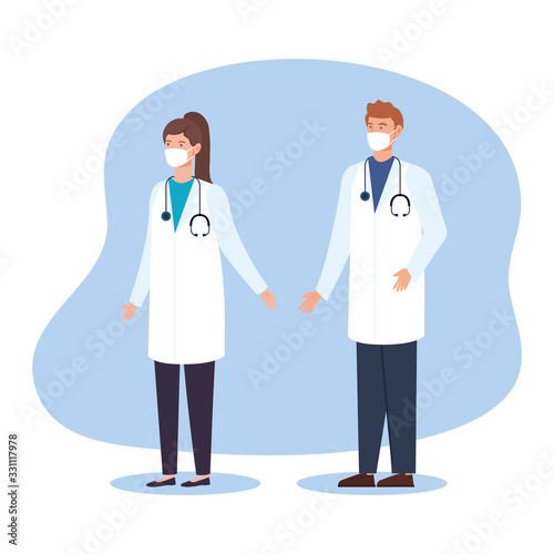 group of doctors avatar character vector illustration design