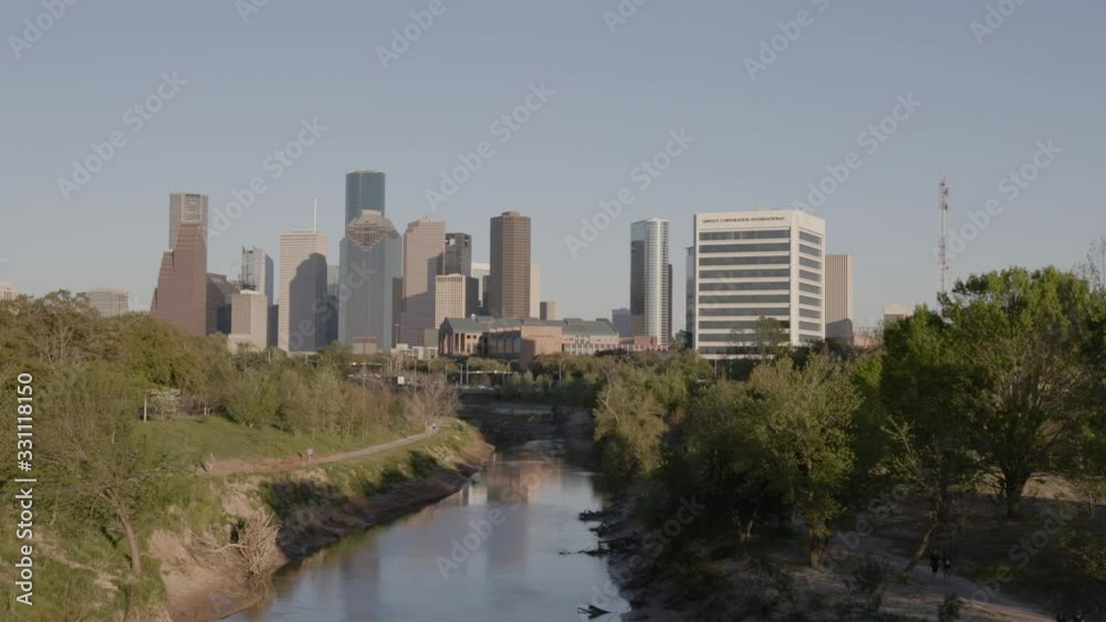 Houston, Texas skyline during day. View from Buffalo Bayou Park. Houston, Texas skyline during day. View from Buffalo Bayou Park.