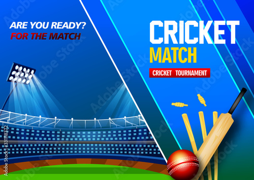 illustration of Cricket live with ball for Cricket Championship cricket sports background - Vector