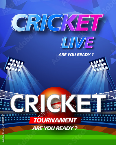 illustration of Cricket live with ball for Cricket Championship cricket sports background - Vector