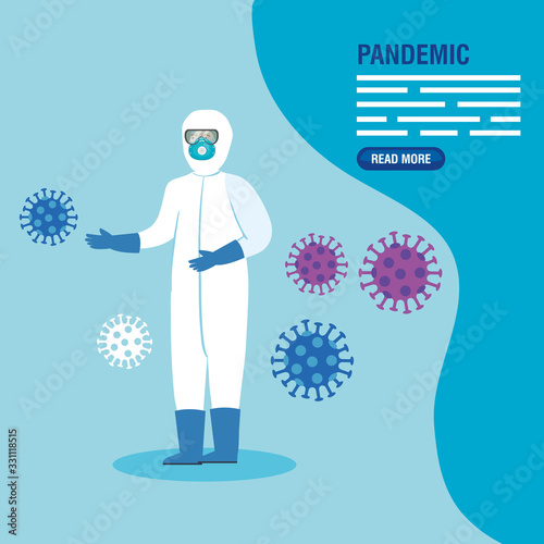 health professional with protective clothing for coronavirus 2019 vector illustration design