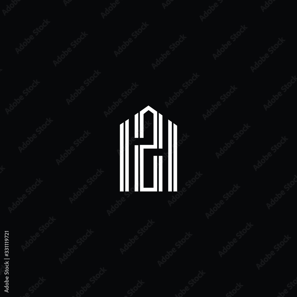 Minimal elegant monogram art logo. Outstanding professional trendy awesome artistic AZ ZA HZ ZH initial based Alphabet icon logo. Premium Business logo White color on black background
